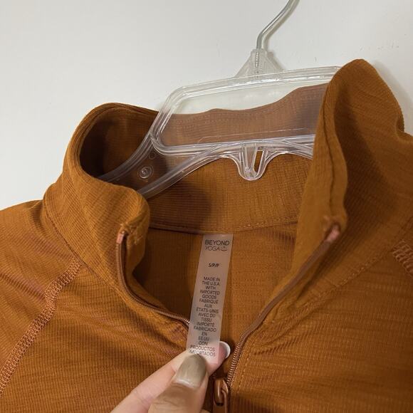 Beyond Yoga Heather Rib Take A Hike Zip Pullover orange rust size small - Picture 2 of 4